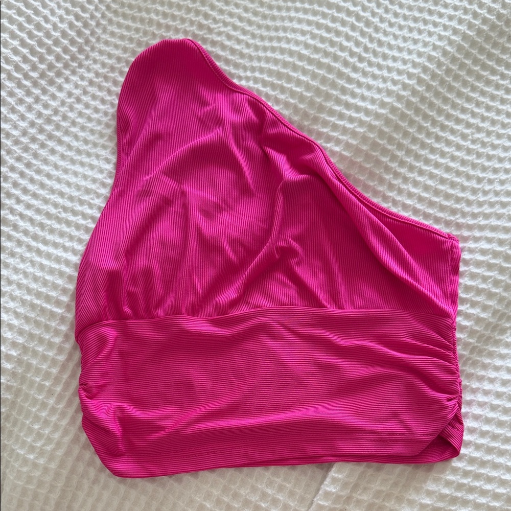 Shein Women's Pink One-Shoulder Cropped Top